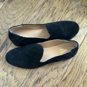 Seychelles Black Loafers with Soft Suede and Comfortable Flat Design